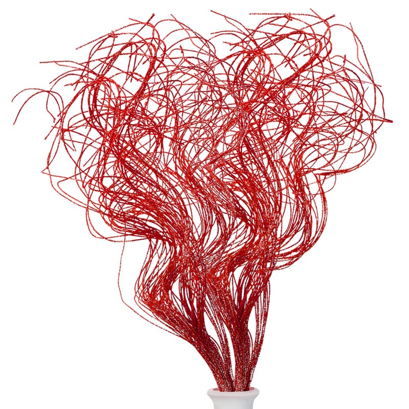 Glitter Curly Ting Ting Branches Christmas Branches Vase Filler Artificial Curly Twigs for Christmas Tree Garland Wreath Decoration Craft Vases Home Garden Decoration Red 36 Pieces