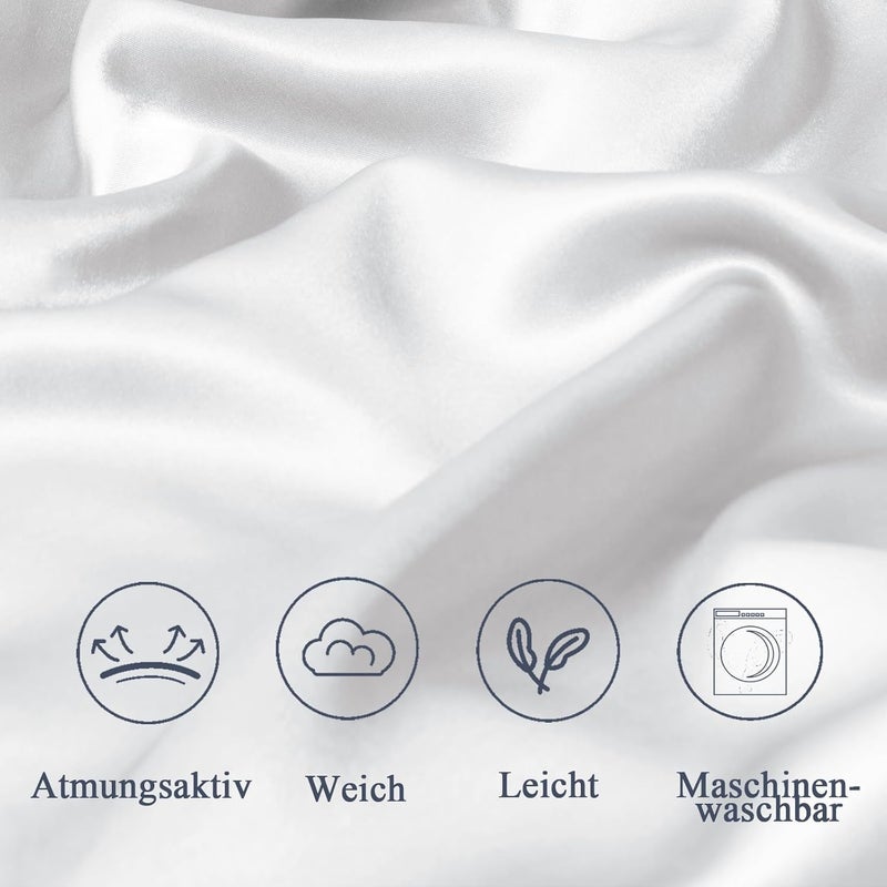 Vielit Satin Cushion Cover 80 x 80 cm, Set of 2, Soft as a Silk Pillowcase, Like Silk Pillowcase Suitable for Curly Hair, Satin Pillowcase with Zip, Cushion Covers, White Cushion Cover - Image 5