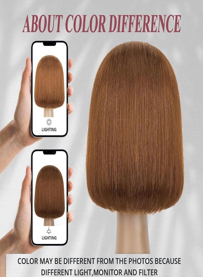 ريباسار باروكة شعر طبيعي قصيرة بوب بنية شوكولاتة من ريباسار، جاهزة للارتداء مع غرة، باروكة شعر طبيعي للنساء ذوات البشرة السمراء، شعر برازيلي ناعم بدون غراء، باروكة أمامية بدون دانتيل، لون بني داكن 14 بوصة - Image 3