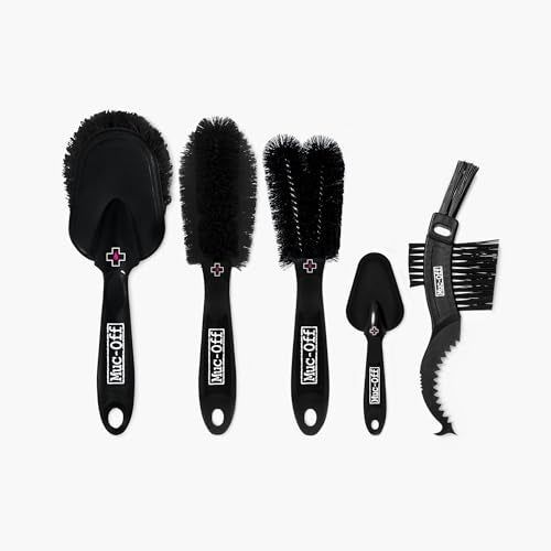 MucOff 206 5 Piece Premium Brush Kit Includes 5 Bike Cleaning Brushes With Durable Nylon Bristles And Ergonomic Rubberised Handles To Minimise Impact