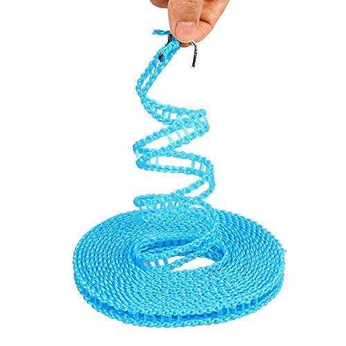 AARSH 5 Meters Windproof AntiSlip Clothes Washing Line Drying Nylon Rope with Hooks 5 Meter Nylon Clothesline Rope Color May Vary1 - Image 4