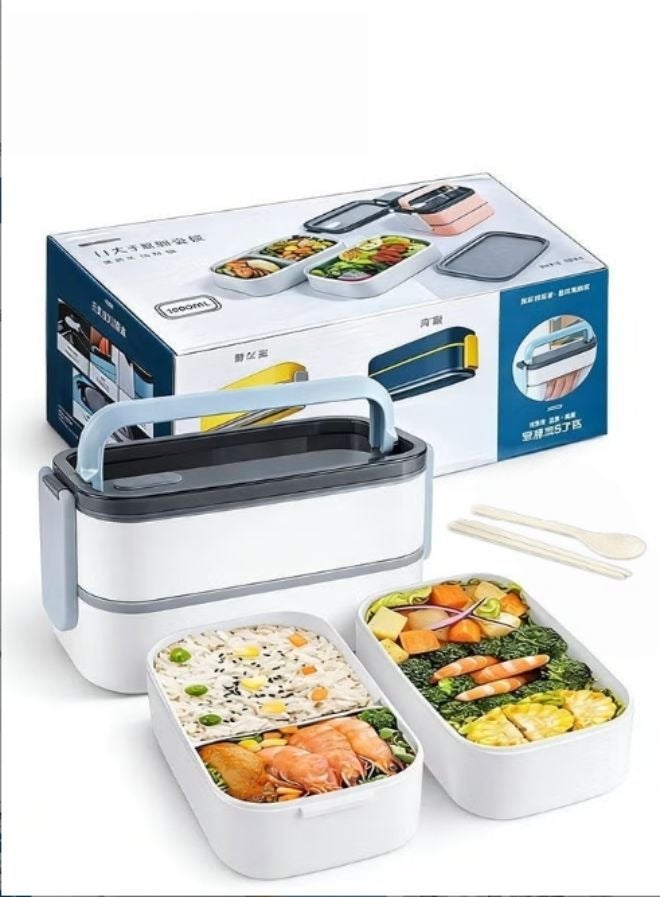 SUCITY 2-Layer Leakproof Wheat Straw Bento Box – Eco-Friendly & BPA-Free Lunch Box with Compartments, Cutlery Set & Food Picks – Microwave Safe, Non-Toxic Meal Prep Container for Adults & Kids - Image 2
