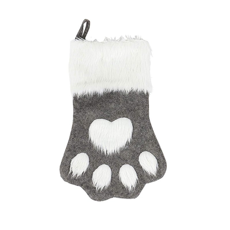 SherryDC Dog Cat Paw Christmas Stockings Plush Hanging Socks for Holiday and Christmas Decorations Large18in whitegrey