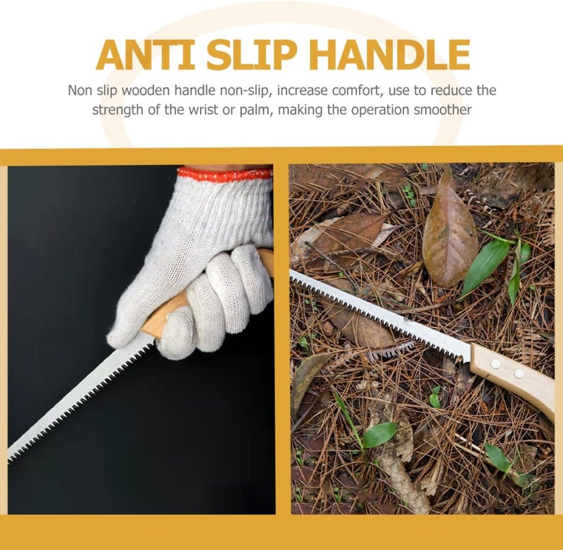 2pcs Hand Saw for Trees and Wood Pruning Saw with Wood Handle, Double-edged Blade Gardening Tool for Tree Trimming and Camping Use - Image 3