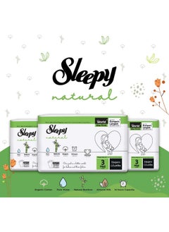 Sleepy Natural Size 3, Newborn, 34 Count, 4-9Kg Hypoallergenic Baby Dry Diapers  - Image 2