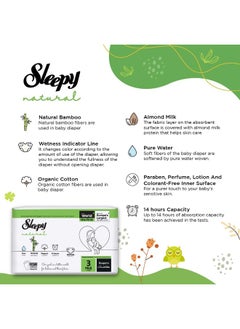 Sleepy Natural Size 3, Newborn, 34 Count, 4-9Kg Hypoallergenic Baby Dry Diapers  - Image 3