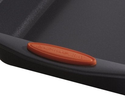 Rachael Ray Yum-o! Bakeware Oven Lovin' Nonstick Loaf Pan, 9-Inch by 5-Inch Steel Pan, Gray with Orange Handles - Image 2