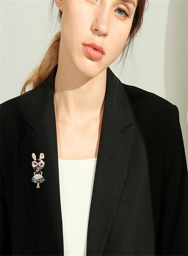 WCRAZYE Rabbit Brooch Pin for Women Cute Rhinestone Lady Rabbit Brooch Fashion Crystal Bunny Animal Brooches Christmas Graduation Honors Easter Jewelry (Blue) - Image 4