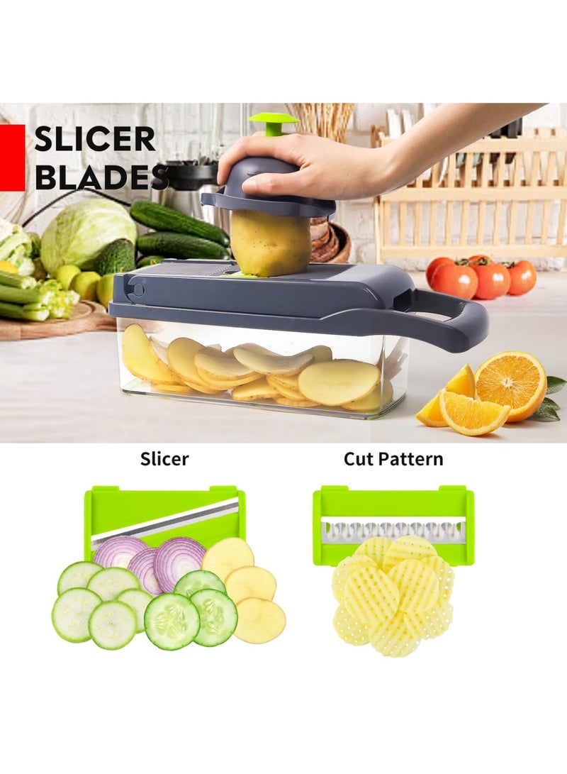 JINFANLI Vegetable Chopper, Pro Onion Chopper, Multifunctional 13 in 1 Food Chopper, Kitchen Vegetable Slicer Dicer Cutter,Veggie Chopper With 8 Blades,Carrot and Garlic Chopper With Container - Image 4