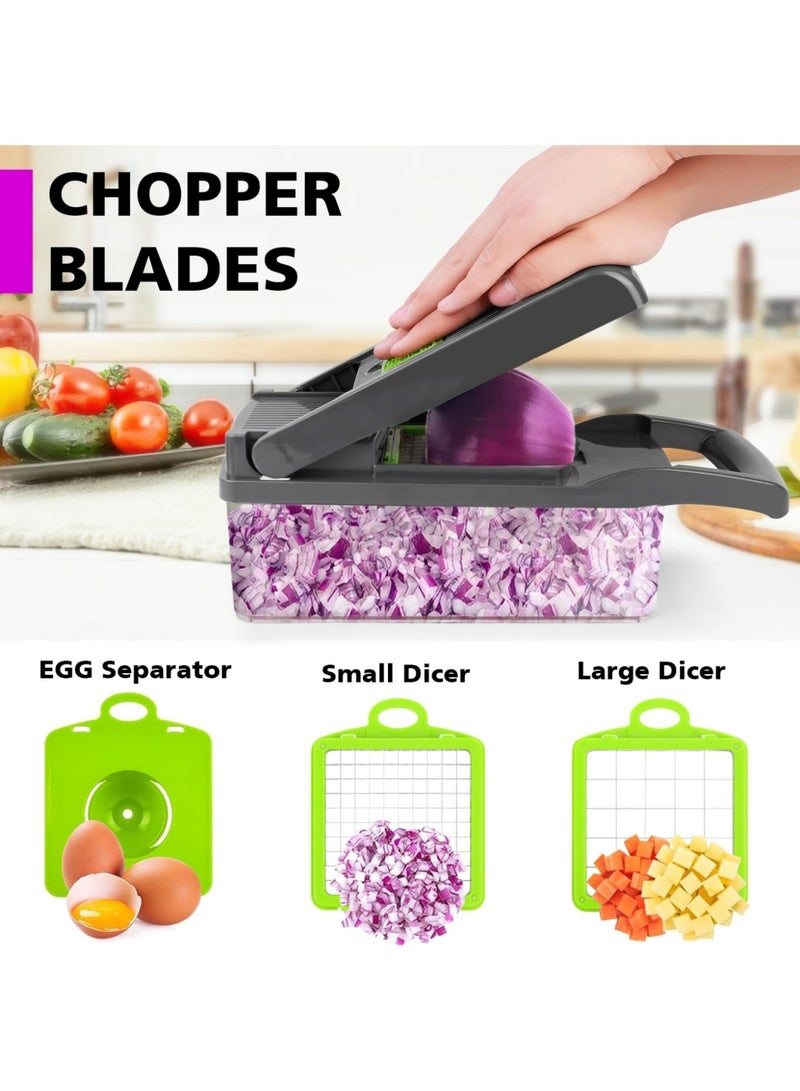 JINFANLI Vegetable Chopper, Pro Onion Chopper, Multifunctional 13 in 1 Food Chopper, Kitchen Vegetable Slicer Dicer Cutter,Veggie Chopper With 8 Blades,Carrot and Garlic Chopper With Container - Image 2
