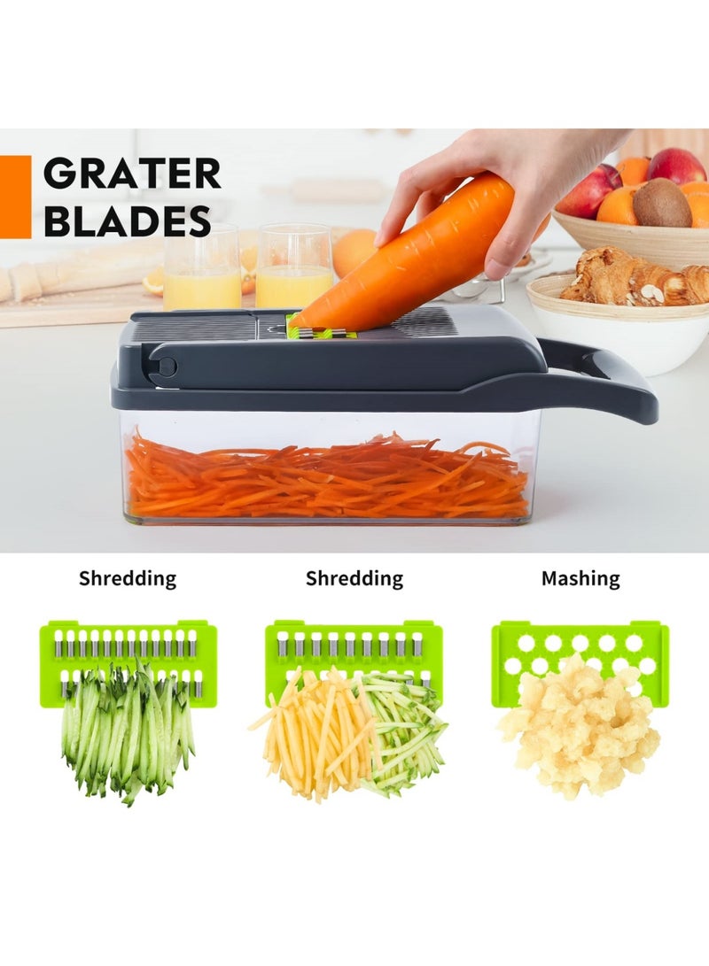 JINFANLI Vegetable Chopper, Pro Onion Chopper, Multifunctional 13 in 1 Food Chopper, Kitchen Vegetable Slicer Dicer Cutter,Veggie Chopper With 8 Blades,Carrot and Garlic Chopper With Container - Image 3