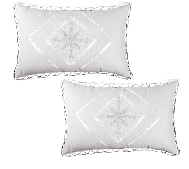 Rj Products Luxurious Embroidered Cotton Pillow Covers of Standard Size (White Colour), 100 GSM - Image 5