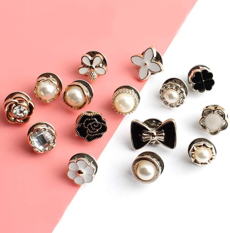 VOIISH 20 Pieces Pearl Brooch Pins for Women, No Sew Button Pins for Shirts, Jeans, Clothes, Bags & Hats, Instant Safety Pins for Women's Fashion, Decoration Accessories for Coat, Dress, Sweater (Designs As Per Availability) - Image 2