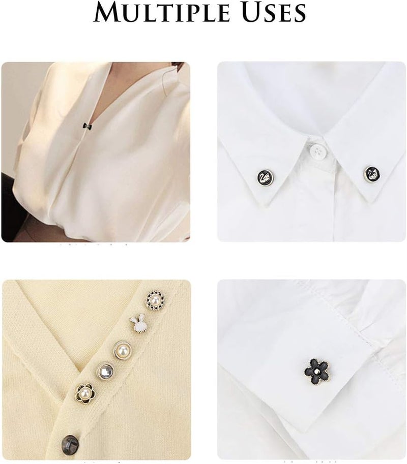 VOIISH 20 Pieces Pearl Brooch Pins for Women, No Sew Button Pins for Shirts, Jeans, Clothes, Bags & Hats, Instant Safety Pins for Women's Fashion, Decoration Accessories for Coat, Dress, Sweater (Designs As Per Availability) - Image 3