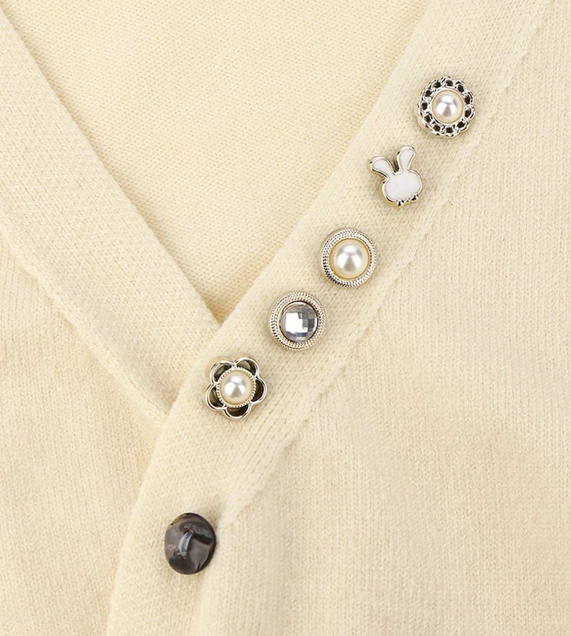 VOIISH 20 Pieces Pearl Brooch Pins for Women, No Sew Button Pins for Shirts, Jeans, Clothes, Bags & Hats, Instant Safety Pins for Women's Fashion, Decoration Accessories for Coat, Dress, Sweater (Designs As Per Availability) - Image 5