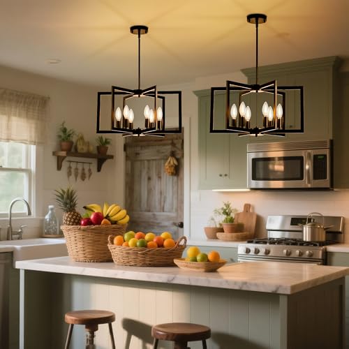 LEIP Modern Black Chandeliers for Dining Room Industrial Metal Chandelier 6Light Adjustable Pendant Light for Farmhouse Kitchen Living RoomNo E12 Bulbs - Image 3