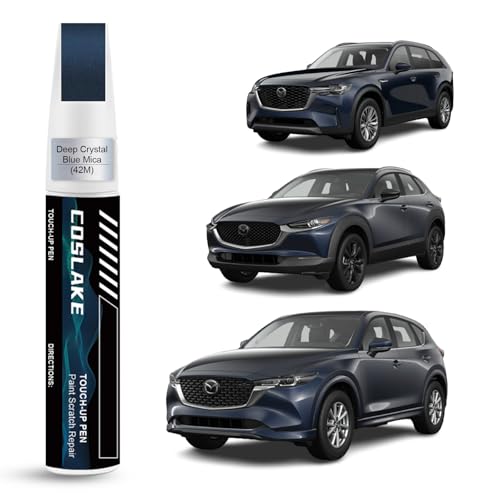 COSLAKE Car Touch Up Paint(Deep Crystal Blue Mica(42M)) for Mazda, Car Paint Scratch Repair Kit, Quick & Easy Solution to Repair, 2 in 1 Scratch Remover Pen with Color-Matched - Image 1