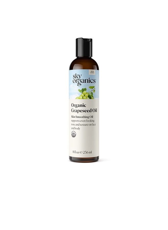 Sky Organics Organic Grapeseed Oil for Face, 100% Pure & Cold-Pressed USDA Certified Organic to Moisturize, Clarify & Brighten, 8 fl. Oz  - Image 1