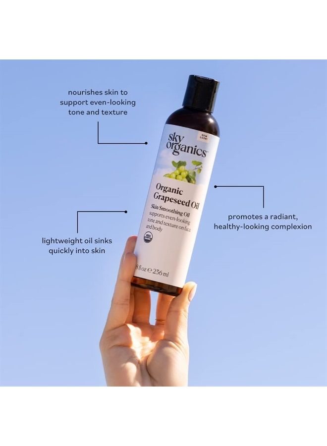 Sky Organics Organic Grapeseed Oil for Face, 100% Pure & Cold-Pressed USDA Certified Organic to Moisturize, Clarify & Brighten, 8 fl. Oz  - Image 5