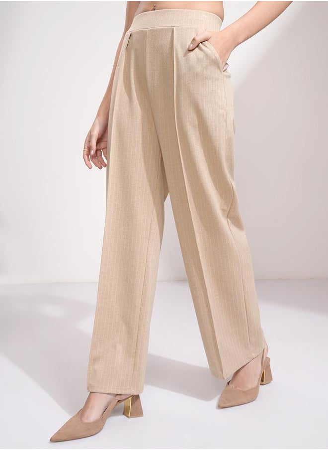 Tokyo Talkies Striped Straight Fit Pintuck Trousers by Styli  - Image 4