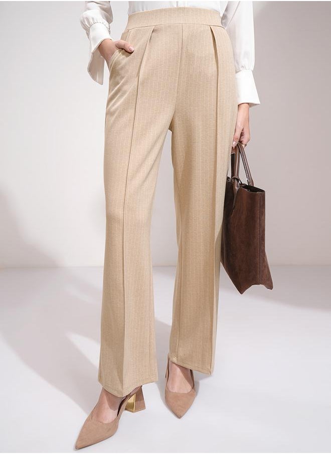 Tokyo Talkies Striped Straight Fit Pintuck Trousers by Styli  - Image 1