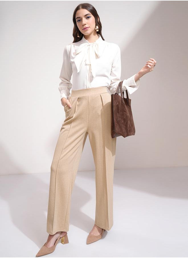 Tokyo Talkies Striped Straight Fit Pintuck Trousers by Styli  - Image 2