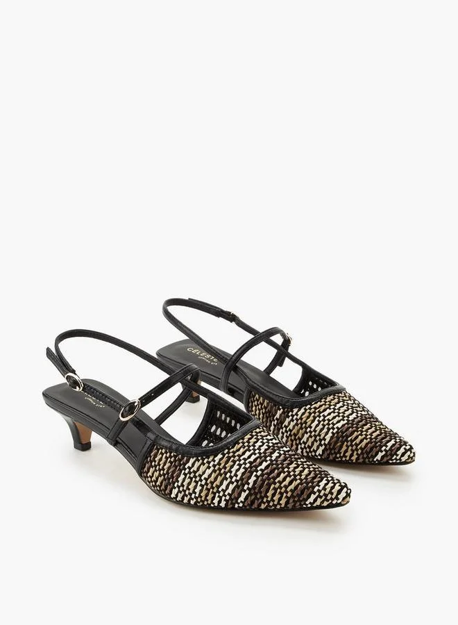 سيليست Women Textured Kitten Heel Sandals