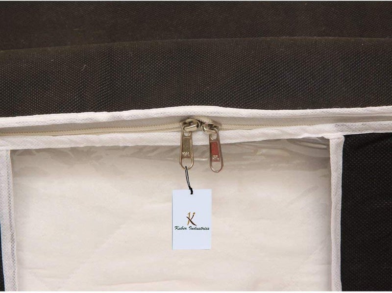 Kuber Industries Kuber Industries Solid Underbed Storage BagNonWoven Comforter Blanket CoverPremium Zipper With Side HandlesMultipurpose Storage OrganiserPack of 3 Black  - Image 4