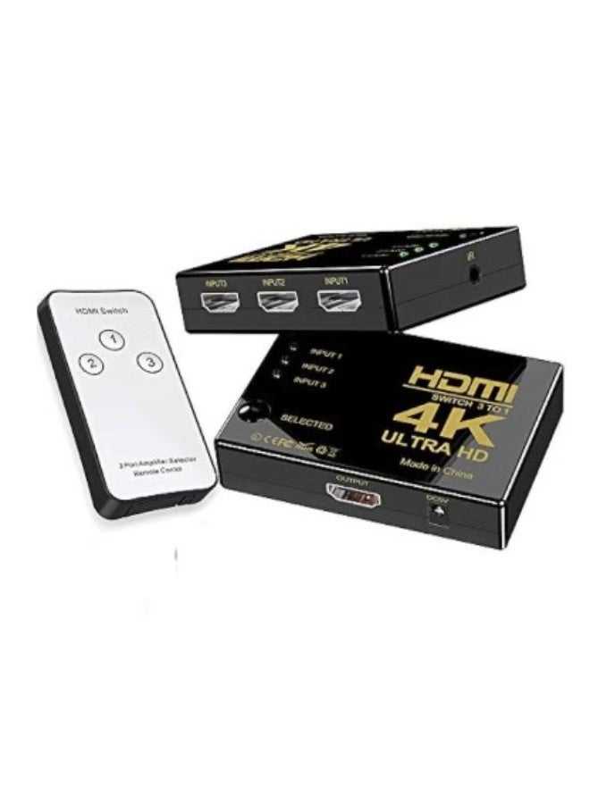 Terabyte HDMI SWITCH 3 IN 1 OUT, 4K HDMI SWITCHER 3X1 WITH IR REMOTE, AUTO HDMI SELECTOR SUPPORTS HD 1080P 4KX2K 3D (PLASTIC SHELL) - Image 1