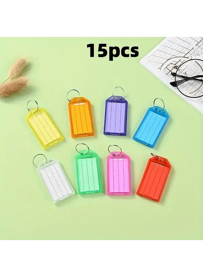 15PCS White Key Tags With Blank Grids Transparent Lids And Split Rings - Image 1