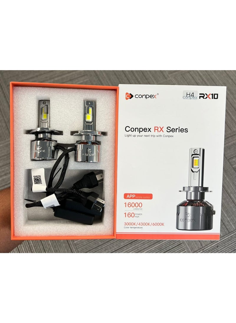 Conpex RX10 9005 3-Color LED Headlight Bulbs with Bluetooth App Control – 16000 Lumens, 160W, 4300K / 6000K Color Temperature - Image 2