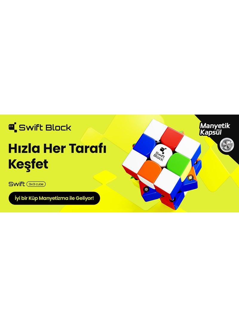 Swift Block - 355S 3x3 Magnetic Rubik's Cube Intelligence Cube 48 Magnets Professional Speed ​​Cube (Without Label) Turkey Official Seller (GAN Production) - Image 1