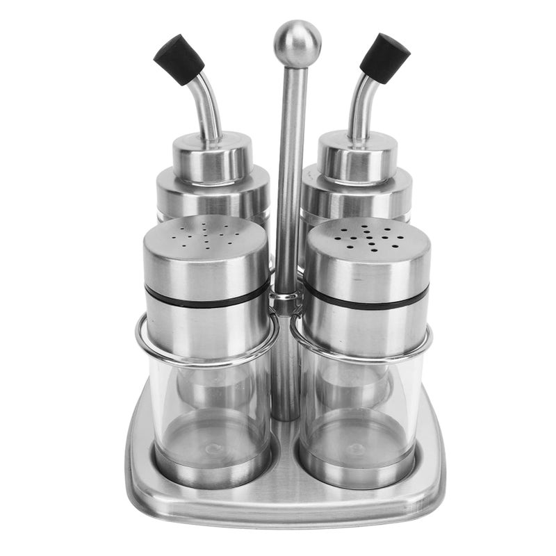 Stainless Steel Seasoning Jar Set 4 Piece Slim Containers with Non Slip Bottom - Image 2