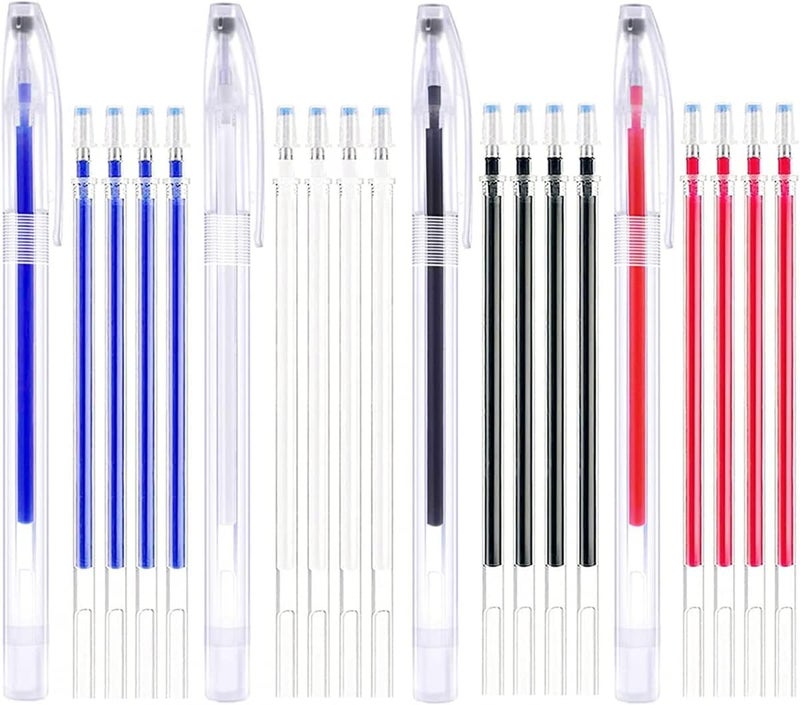Goodern Heat Erasable Pens 4 Pieces Fabric Marking Pens with 20 Refills for Quilting Sewing DIY Dressmaking Fabrics Tailors Sewing Fabrics Tailor's Chalk Pencils Pen Heat Erasable Fabric Marking Pens - Image 1