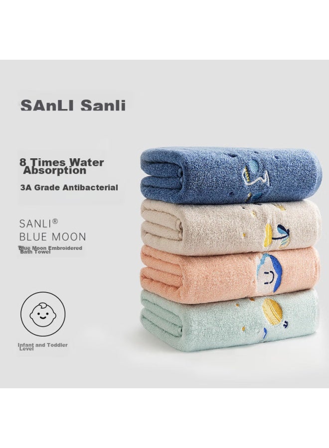 Sanli Antibacterial Embroidered Bath Towel, Class A, Adult Home Use, Soft, Absorbent, Quick-drying, Uni, 140*70cm, Sky Blue - Image 1