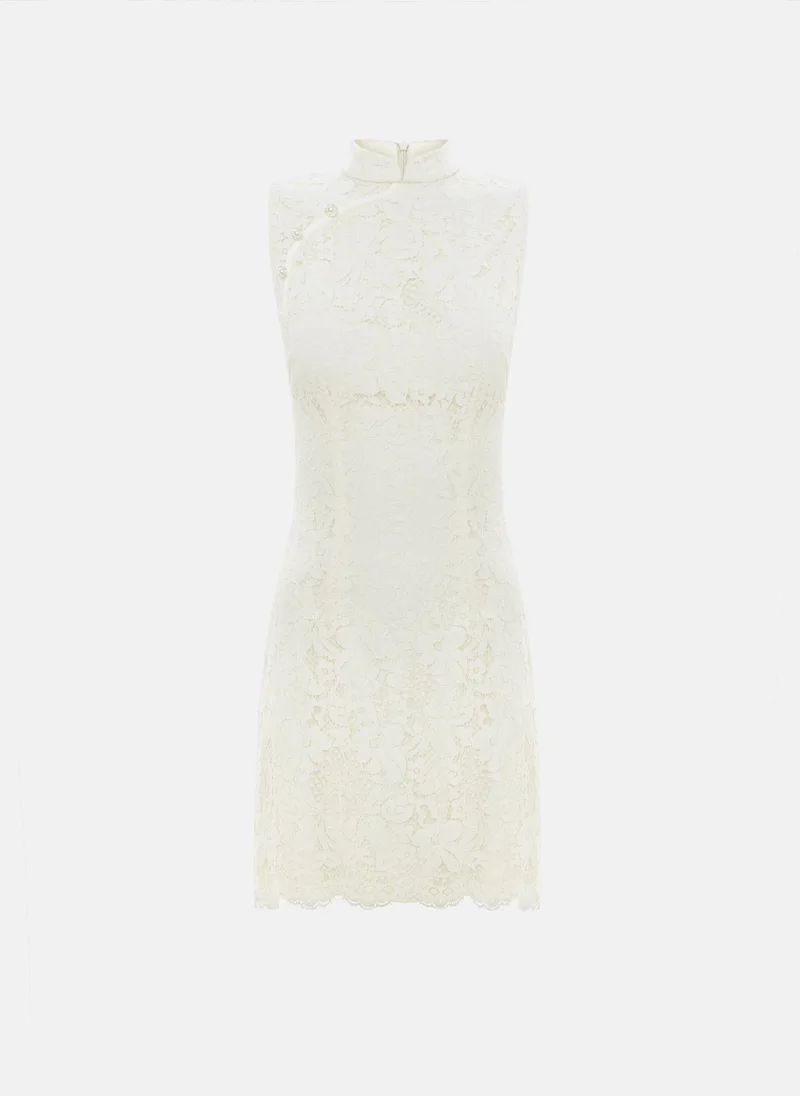 Lichi  Guipure mini dress with a diagonal fastening on the bodice for Women | Best Price UAE
