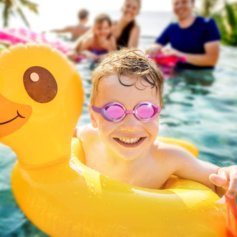 Keary 2 Pack Kids Swim Goggles Swimming Goggles for Toddler Children Girls Boys Youth, Anti-Fog Waterproof Anti-UV Clear Vision Mirror Flat Lens Water Pool Goggles with 3 Nose Piece, Pink Kids Goggles â€¦ - Image 5