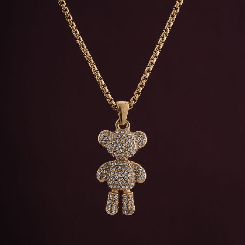 PALMONAS 18k Gold Tone Plated Teddy Solitaire Necklace for Women - Image 3