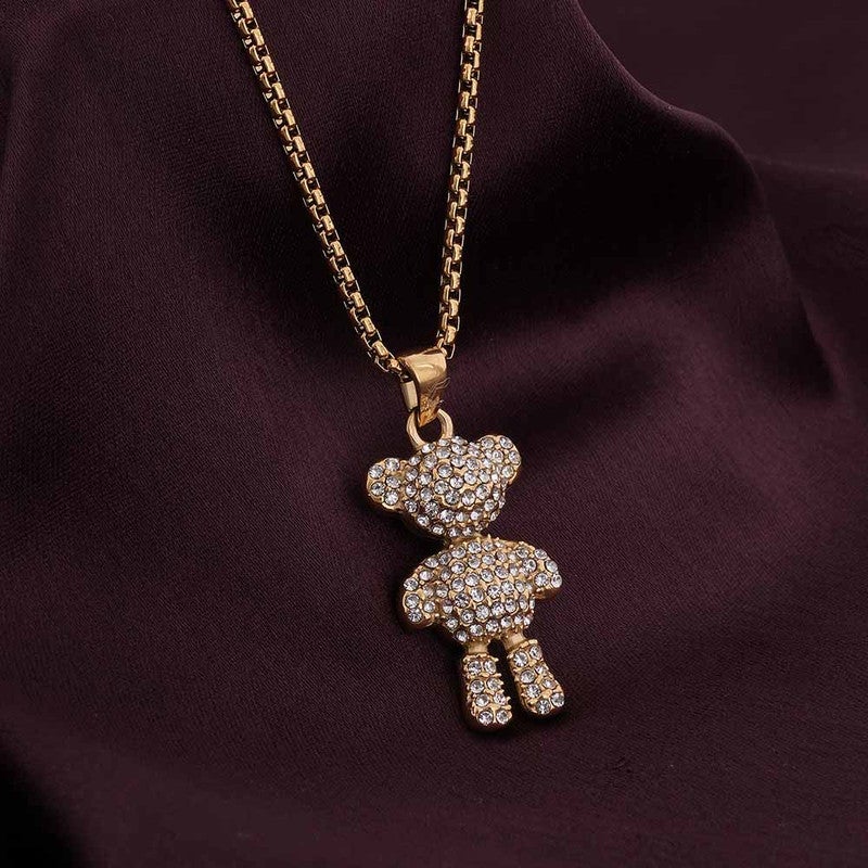 PALMONAS 18k Gold Tone Plated Teddy Solitaire Necklace for Women - Image 2