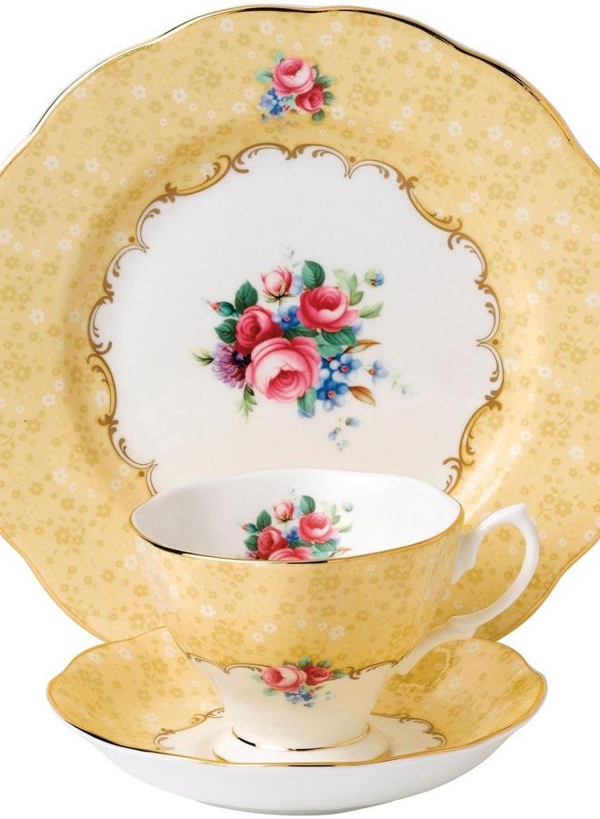 ROYAL ALBERT 100 Years 1990 3-Piece Set (Teacup, Saucer & Plate 8") - Image 1