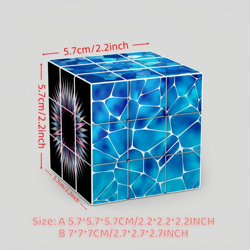 1pc 2 76 2 76 2 76inch 3x3 Speed Cube Puzzle Magic Cube Stress Toy Floral Mandala Blue Mosaic Swirl Pattern Radiant Starburst Geometric Spiral Style Gift For Grandma - Image 2