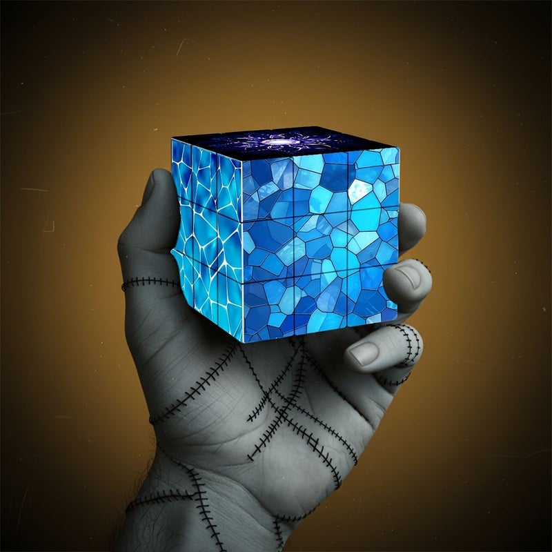 1pc 2 76 2 76 2 76inch 3x3 Speed Cube Puzzle Magic Cube Stress Toy Floral Mandala Blue Mosaic Swirl Pattern Radiant Starburst Geometric Spiral Style Gift For Grandma - Image 3