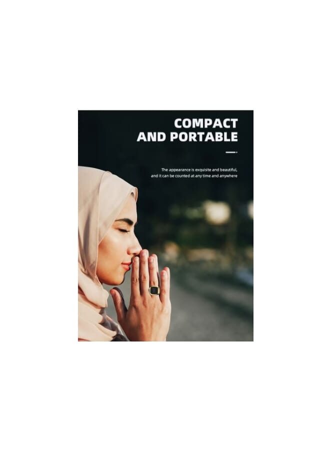 20mm Zikr Ring Smart Ring with Vibration Reminder Tasbih Counter and Bluetooth Connection for Exclusive IQIBLA App and 5 Daily Prayer Reminders Black - Image 2