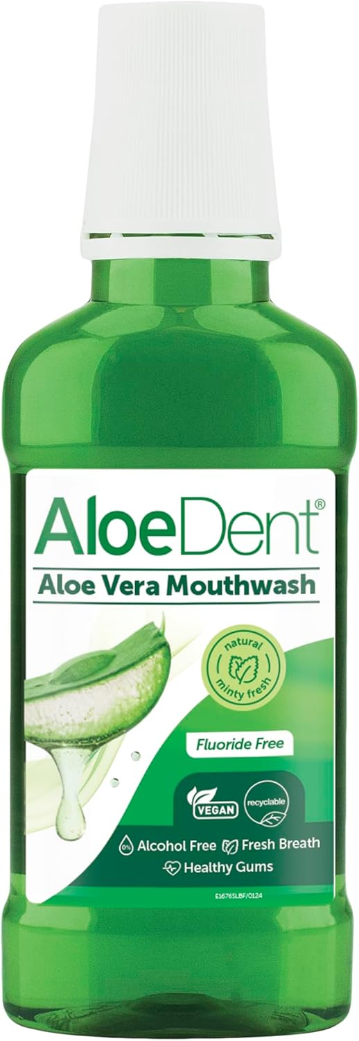 Aloe Dent Optima AloeDent Aloe Vera Mouthwash Fluoride Free Natural Action Vegan Cruelty Free SLS Free Alcohol Free Healthy Gums 250 ml - Image 1