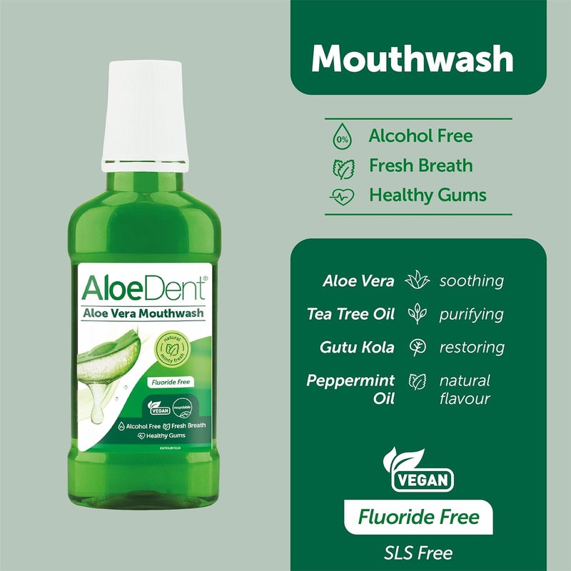 Aloe Dent Optima AloeDent Aloe Vera Mouthwash Fluoride Free Natural Action Vegan Cruelty Free SLS Free Alcohol Free Healthy Gums 250 ml - Image 3
