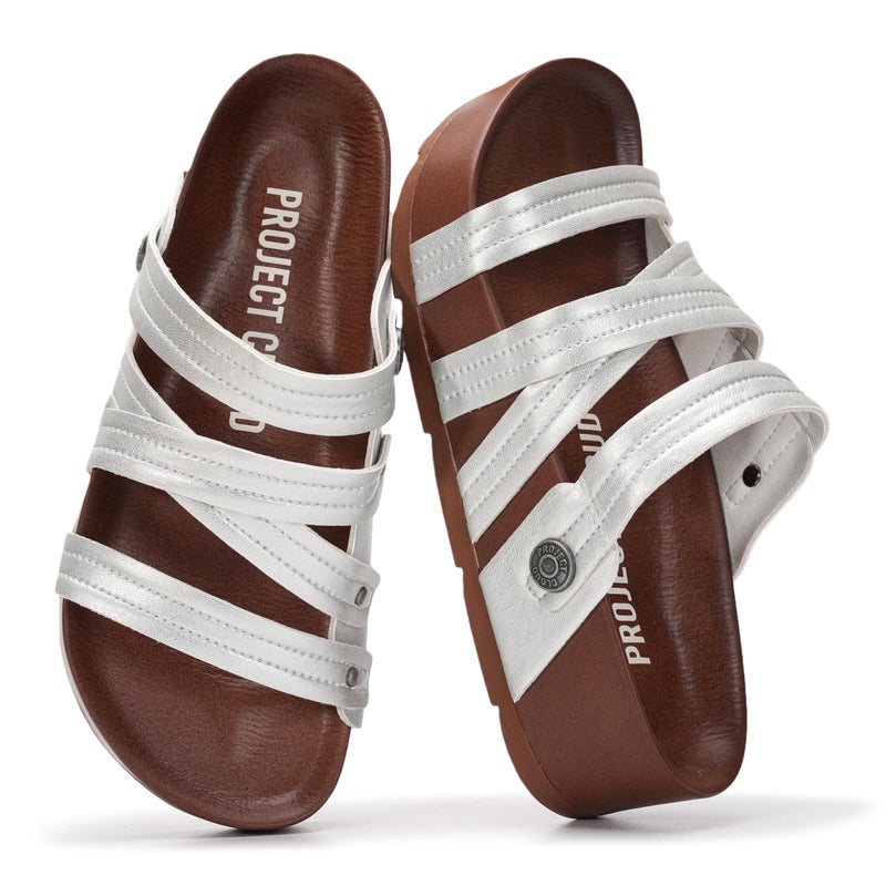 Project Cloud Wedge Platform Sandals Women Footwear - Lightweight with Plush & Soft Insole Beach Essentials Wedge Sandals Durable Non-Slip Sandals for Women 2026 (PASADENA,SILVER,6)