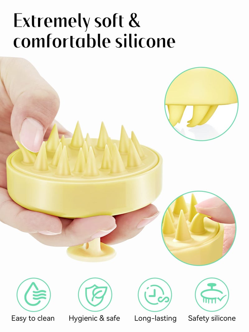 HEETA Scalp Massager with Soft Silicone Bristles - Promotes Hair Growth, Exfoliates Scalp, Removes Dandruff, and Enhances Shampoo Cleansing, Yellow - Image 3