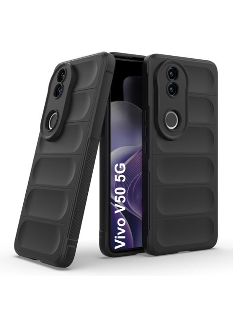 Premium Protection Back Silicone Case Compatible with Vivo V50 5G Magic Shield Shockproof Case with Camera Protection (Black)