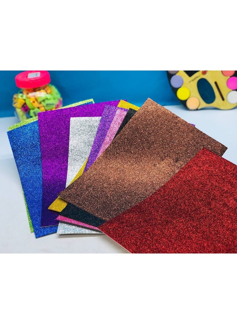 الفوم الملون الجليتر الاستيكر  مقاس A4 الفوم الملون بالجيلتر الكتير اللي تقدر تقص و تعمل اشكال بيه المقاس: ٢١*٣١ سم الكيس ١٠ صفحات فوم متعدد