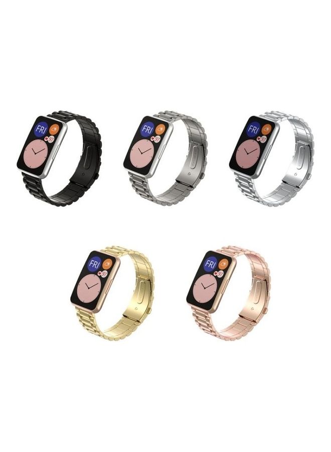 NIBEMINENT Three-Beads Metal Replacement Strap Watchband For Huawei Watch Fit Grey - Image 3